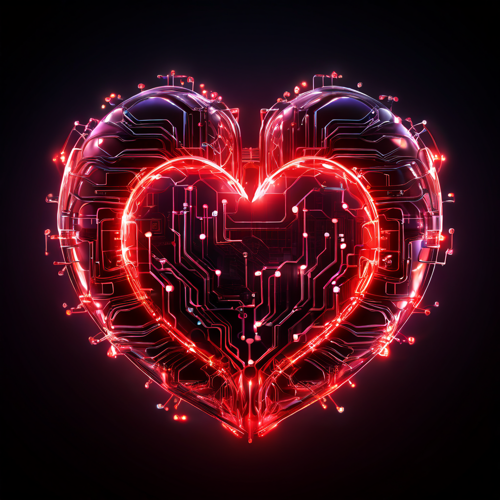 중앙의 푸른 회로 심장에서 뻗어 나온 데이터 빛줄기가 여러 모듈을 연결하는 모습이다.