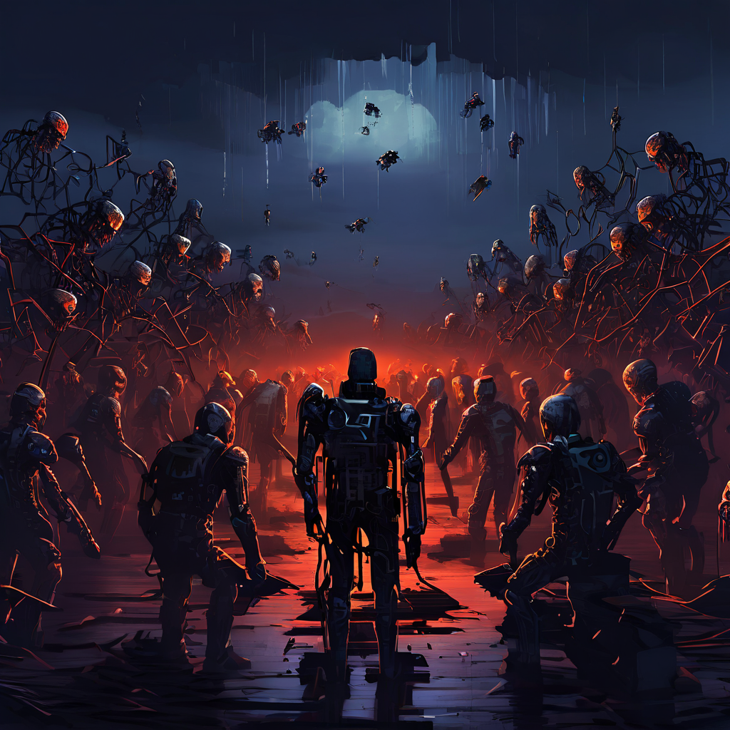 좀비 봇 네트워크가 유출된 개인정보로 웹사이트 로그인을 공격하는 크리덴셜 스터핑을 표현한 이미지.