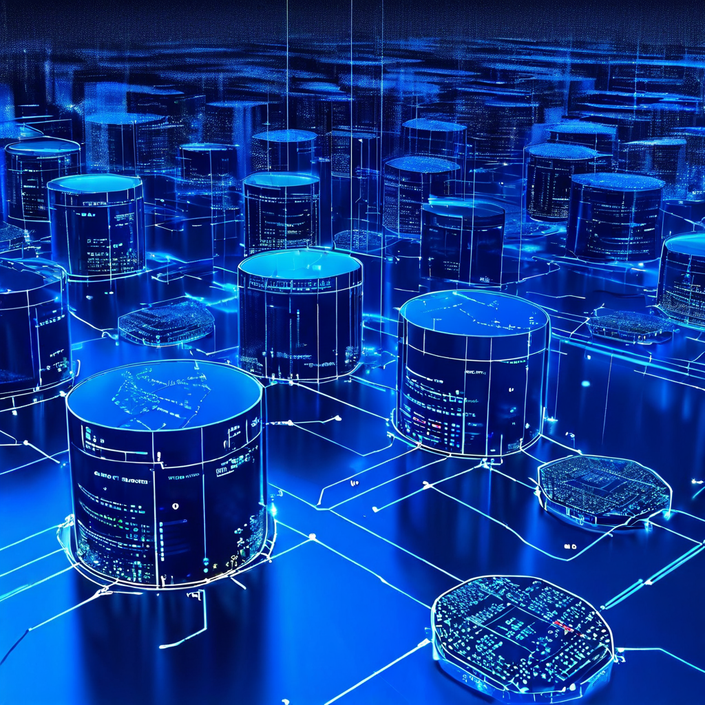 대규모 데이터베이스를 여러 샤드로 수평 분할하는 데이터베이스 샤딩 원리를 보여주는 그림.
