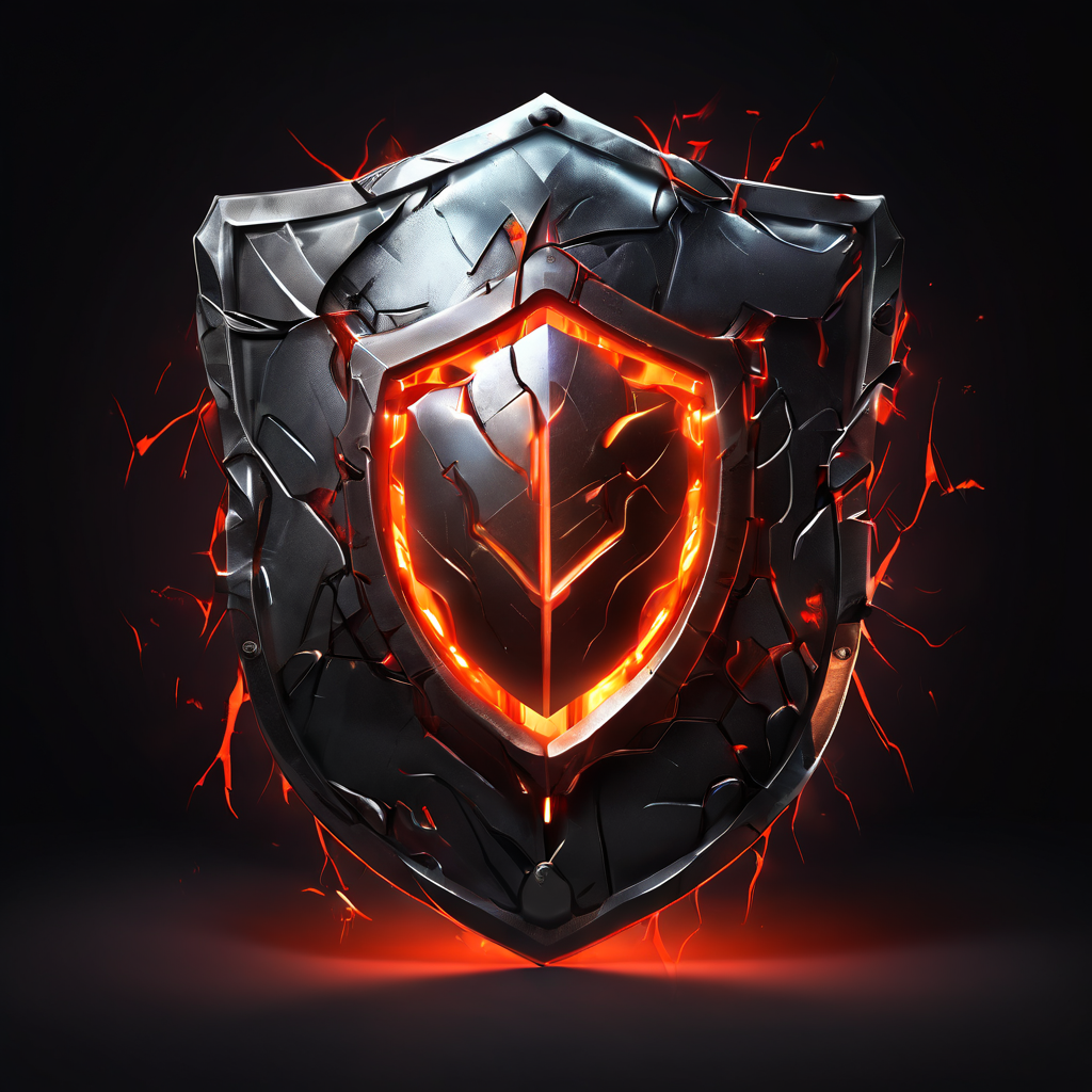 그림자 형태의 해커가 시도한 데이터 변조 공격으로부터 디지털 방패가 브라우저를 보호하고 있으며, 방패에 생긴 균열은 사이버 공격의 위험성을 시각적으로 보여주는 그림입니다.