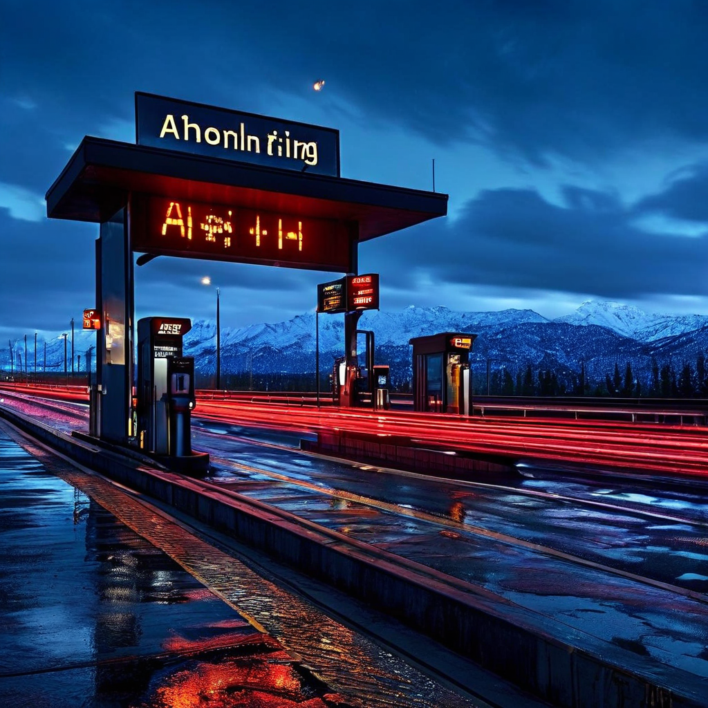 API 스로틀링이 병목 지점처럼 대량의 데이터 트래픽 흐름을 제한하는 원리를 톨게이트에 비유하여 트래픽 제어의 중요성을 시각적으로 설명하는 그림.