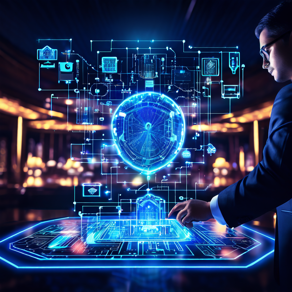 보안 전문가가 카지노 디지털 인프라의 보안 시스템을 분석하는 이미지.