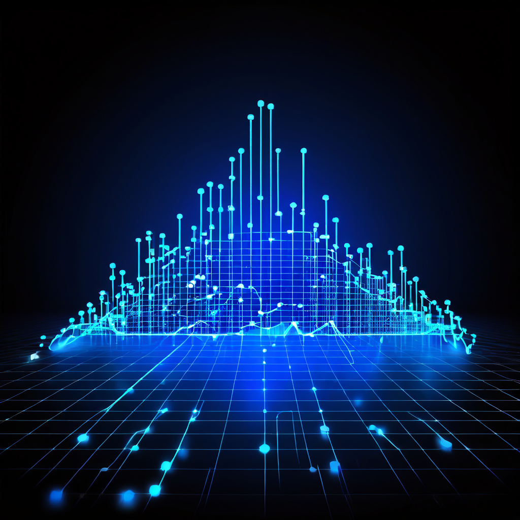 분산 원장 기술 기반의 트랜잭션 네트워크가 기업의 실질적인 가치와 성과로 이어져 우상향하는 비즈니스 성장 그래프로 변환되는 과정을 설명하는 이미지.