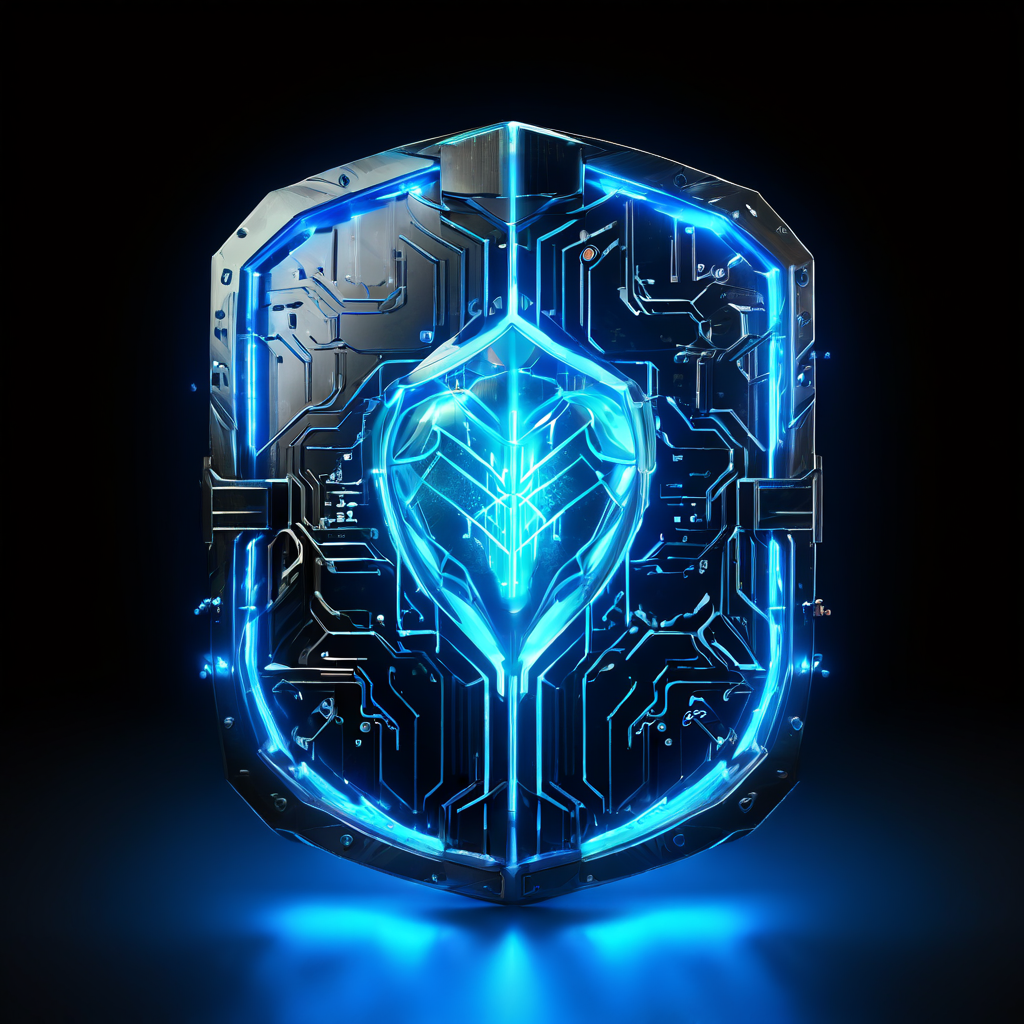 자가 치유 로직 시스템이 데이터 네트워크의 장애를 자동으로 복구하고, 신뢰성의 보호막으로 끊김 없는 서비스를 보장하는 기술을 보여주는 이미지.