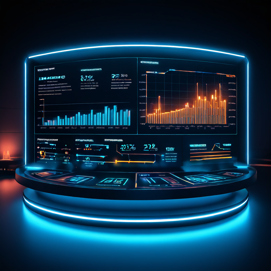 자동화된 시스템 점검으로 최고 수준의 운영 효율성을 달성한 데이터 그래프를 시각화한 미래형 대시보드로, 지능형 플랫폼 관리의 새로운 표준을 제시하는 이미지.