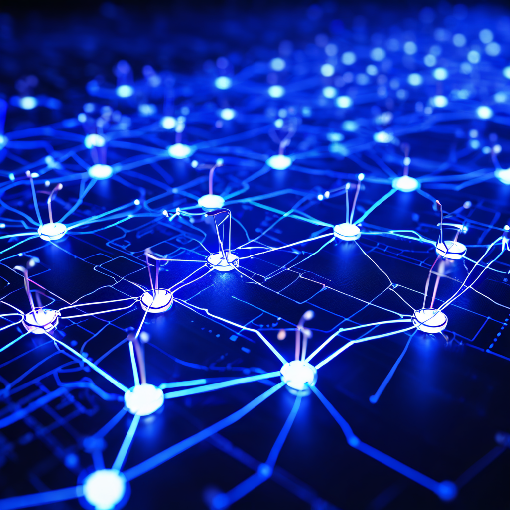 유연한 데이터 검증 및 정산 시스템의 전략적 청사진으로, 각 요소가 탄력적인 네트워크로 동적이고 긴밀하게 연결되어 상호 작용하는 모습을 시각화한 이미지.