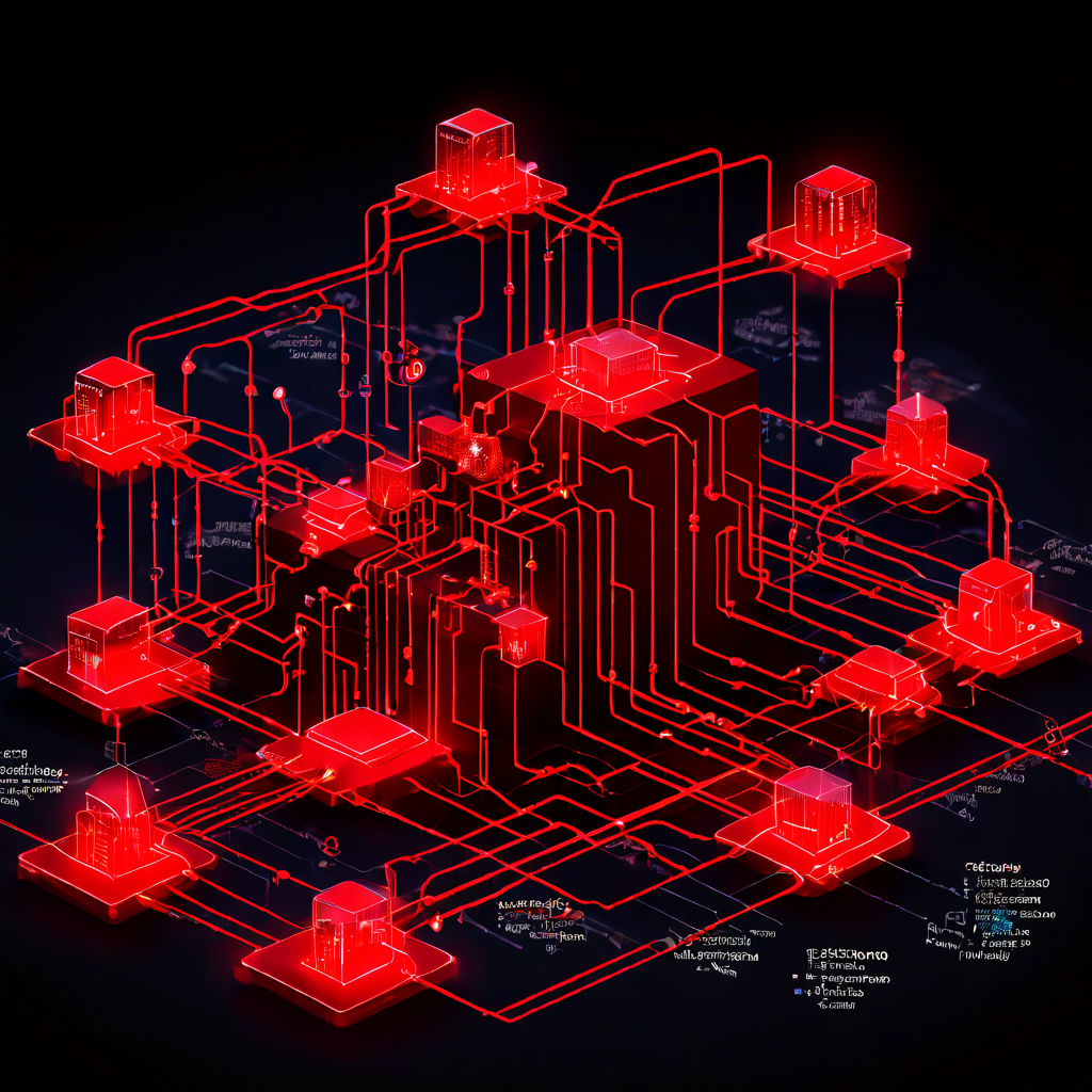 복잡한 데이터 공급망 아키텍처의 구조와 함께 내재된 보안 취약점 및 공격 가능한 지점을 붉게 표시하여 데이터 유출 위험을 분석하는 도식.