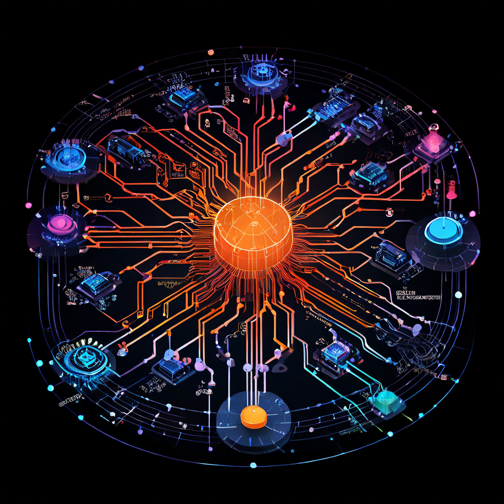 자동화 스케줄링 시스템의 핵심 기술 구조를 나타내는 다이어그램으로, 각 구성 요소(노드)들이 어떻게 상호 연결되고 데이터가 처리되는 과정을 시각적으로 설명하는 이미지.
