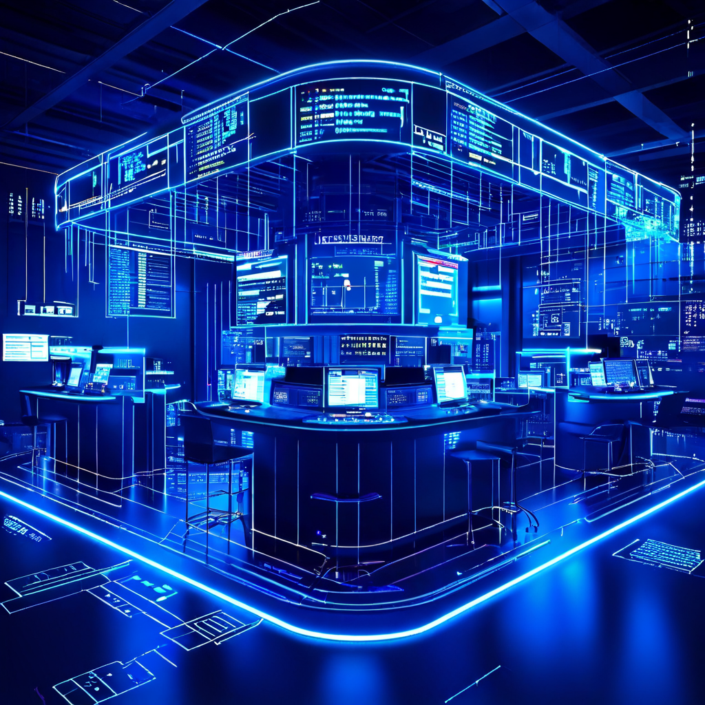 AI 코어가 의심스러운 데이터 패턴을 분석하고, 서버와 플로우차트로 구성된 이상 베팅 탐지 시스템의 복잡한 디지털 아키텍처를 보여주는 이미지.