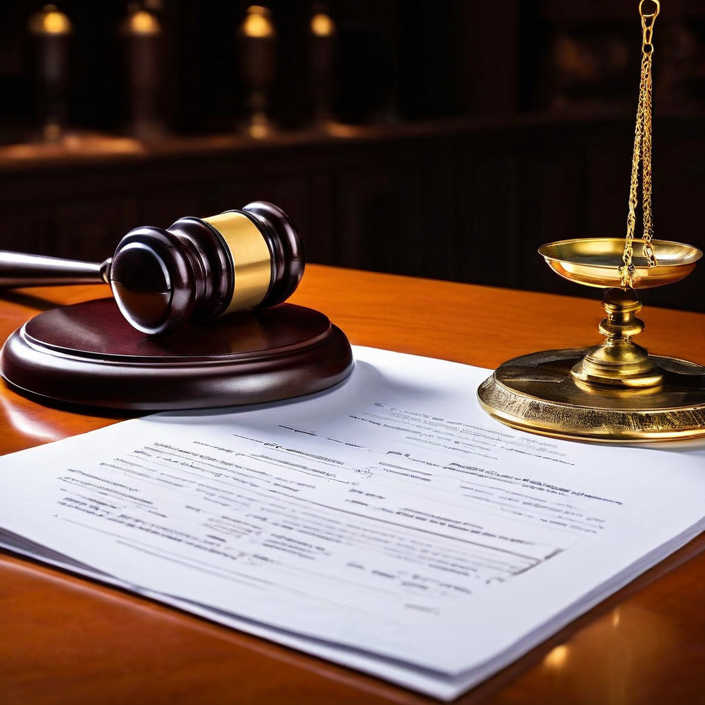 전략적 기획 단계와 법정 절차를 각각 상징하는 양분된 법률 문서 사이에 저울이 균형을 이루며, 사건의 철저한 준비와 공정한 진행의 조화를 보여주는 이미지입니다.