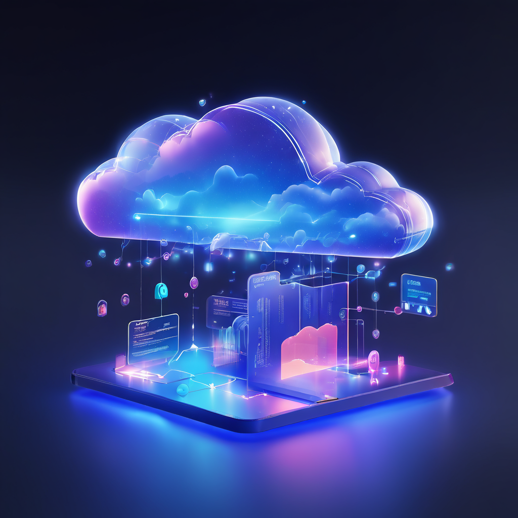 Digital wallet transaction queue visualized as a secure online platform with connected cloud and data layers.