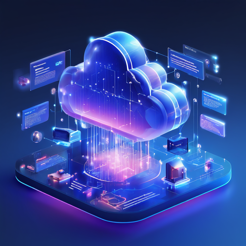 Abstract digital documentation review workflow showing a secure online verification flow and connected cloud data layers.