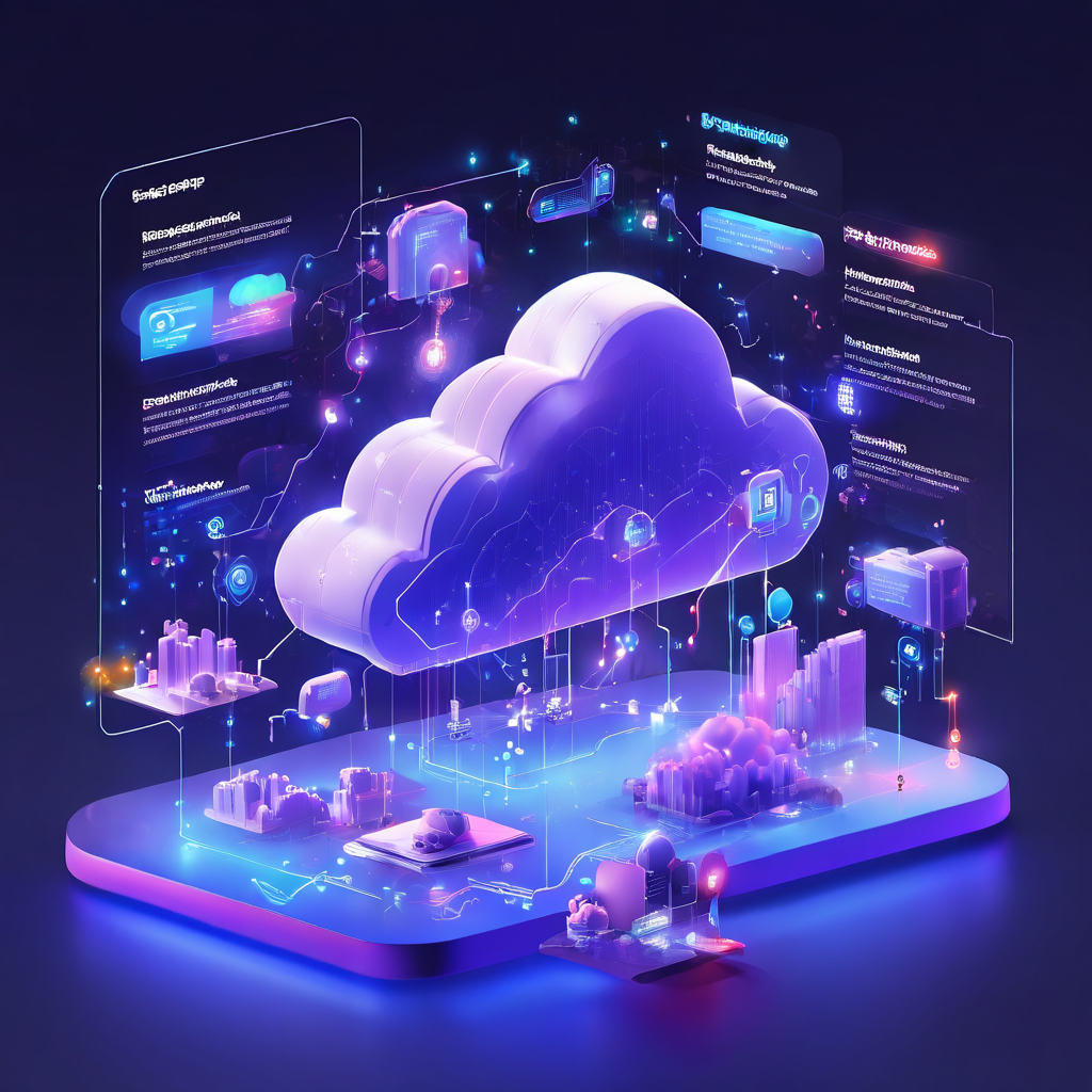 Futuristic digital platform concept showing abstract cloud layers and data flow representing repeat search behavior with wallet...