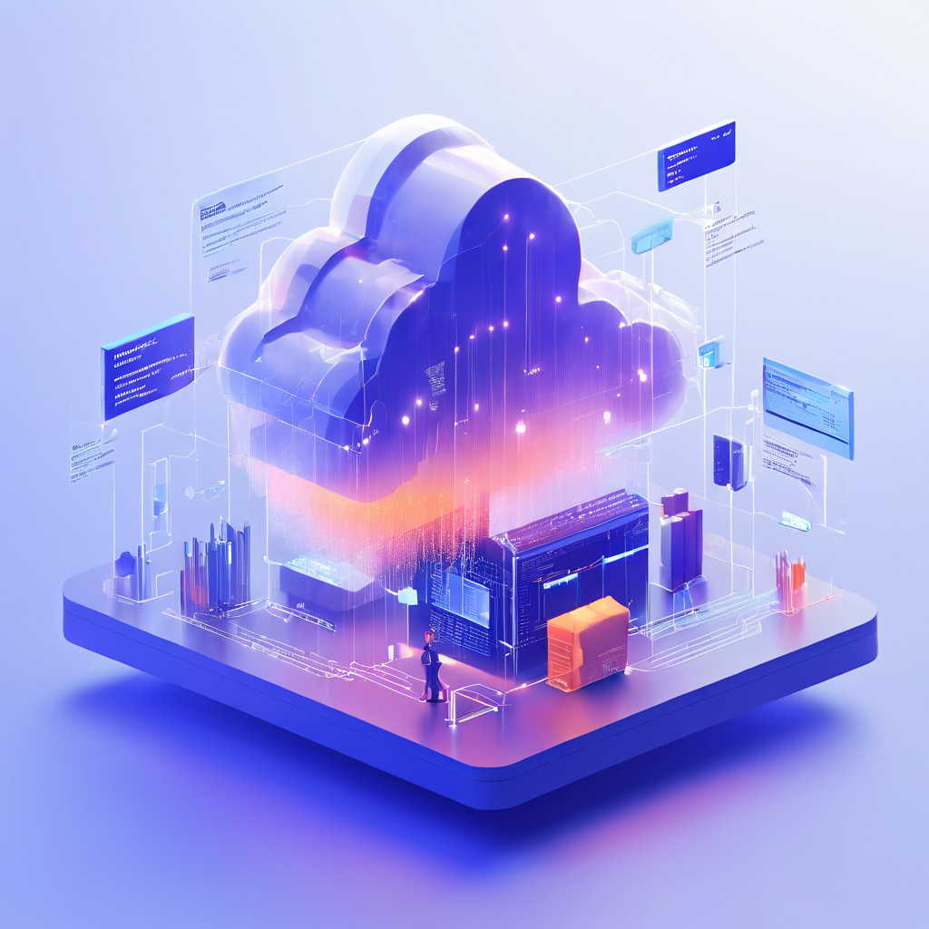 Abstract cloud and data layers representing secure online service flow for review timing and record gap monitoring.