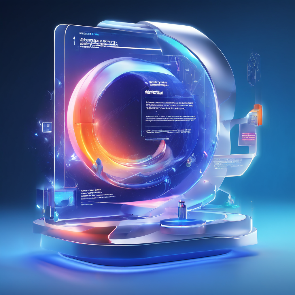 Futuristic digital lobby interface with layered glow and secure data flow paths for an online service platform