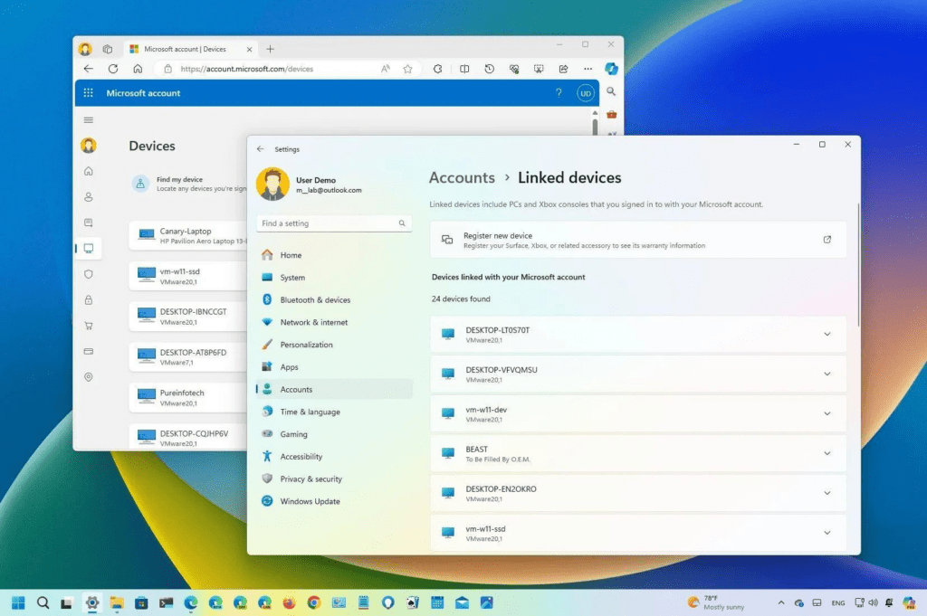 User managing authorized devices linked to a streaming account for offline viewing access.